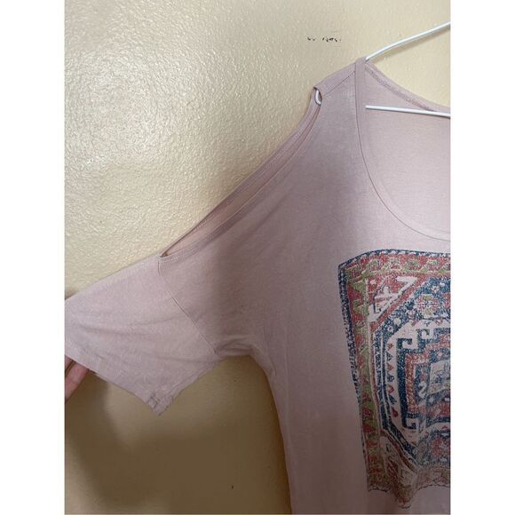 Project Social T Shirt Women's Large Pink Short Sleeve Boat Neck Boho - Picture 3 of 5